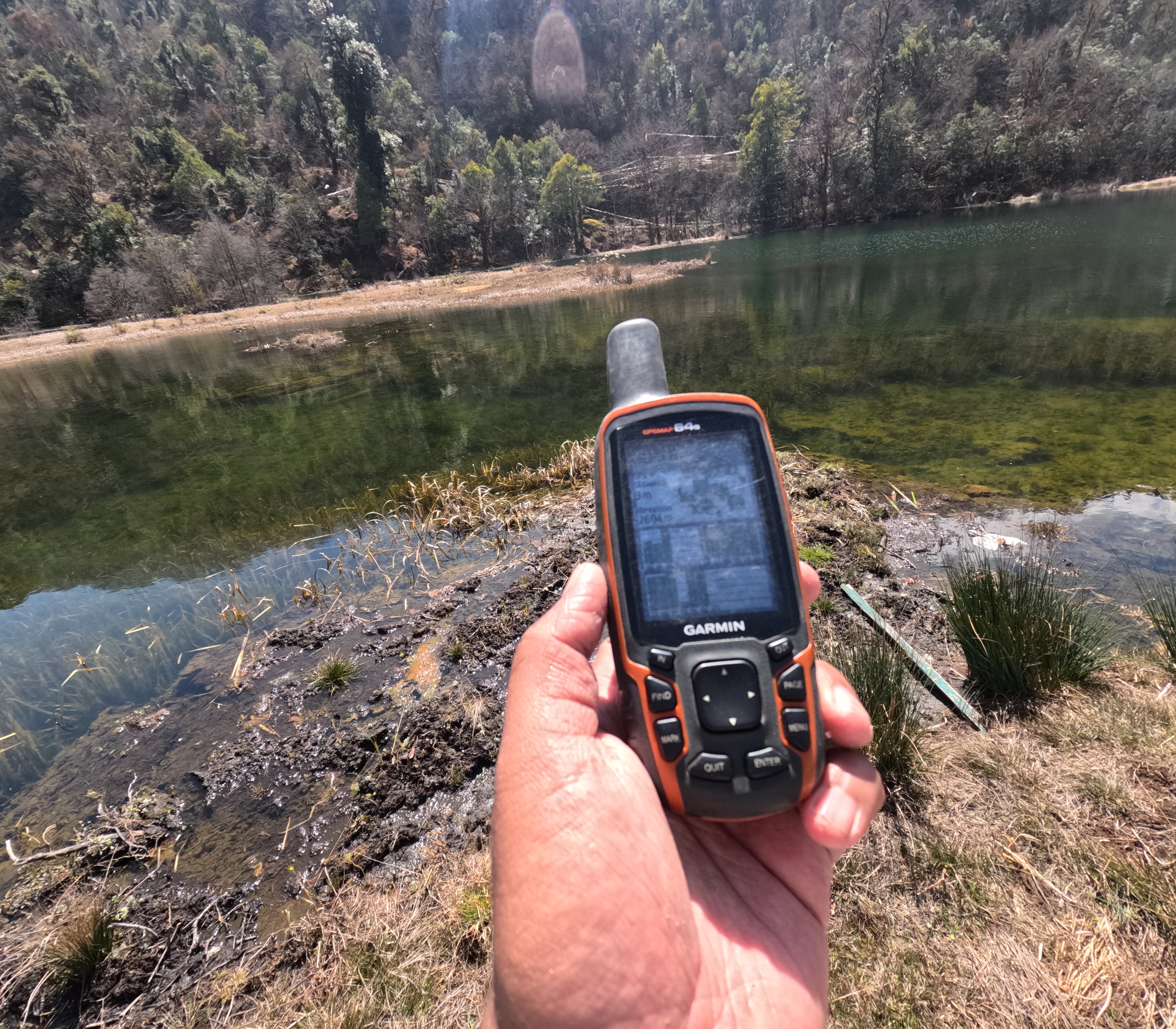 GPS fieldwork at lake