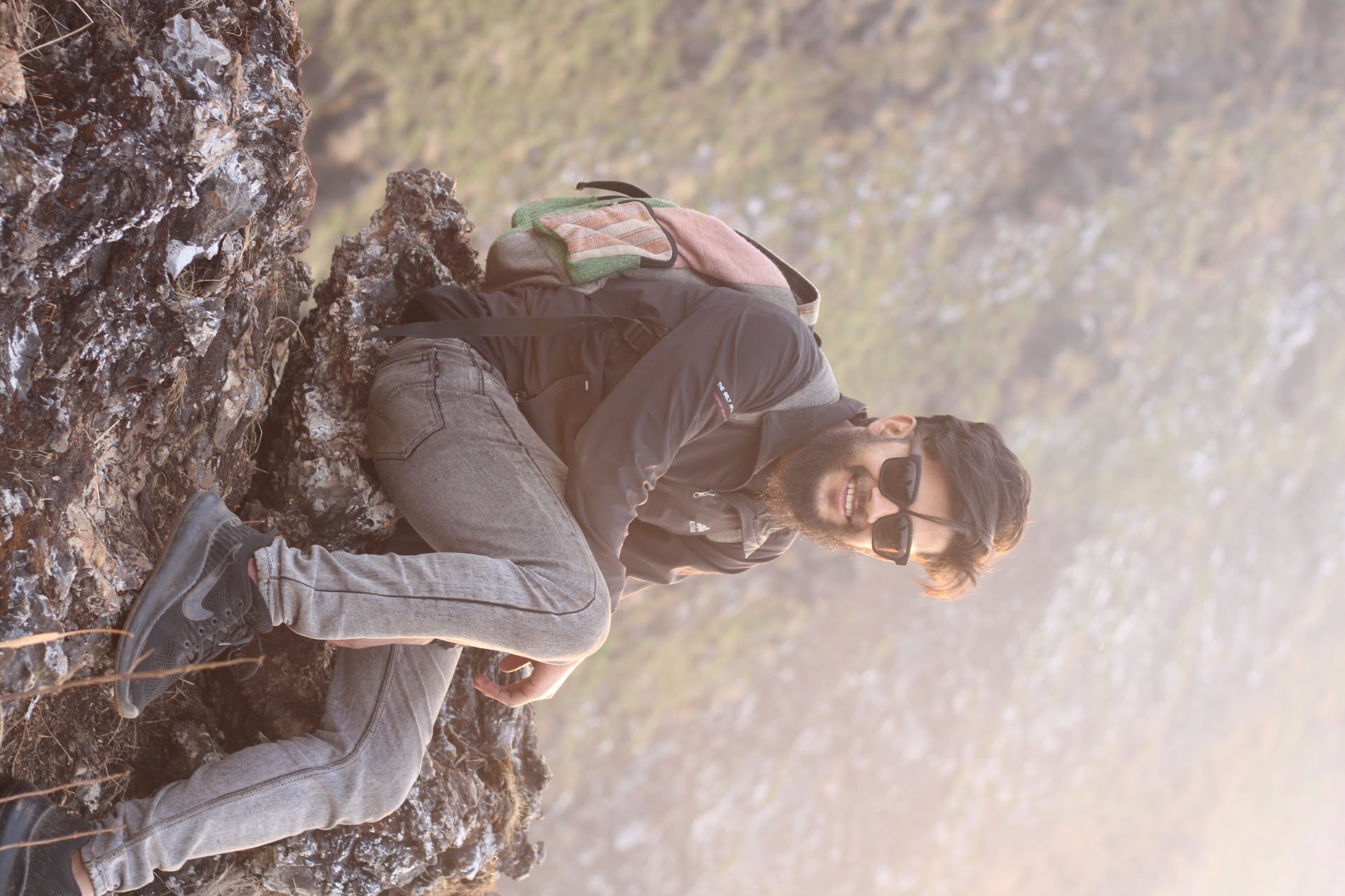 Fieldwork hiking in mountains